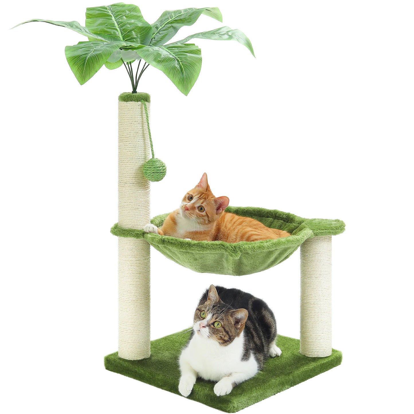 Pink Cat Scratching Post with Sisal Rope Cat Scratcher Tree Towel with Comfortable Spacious Hammock Cats Climbing Frame