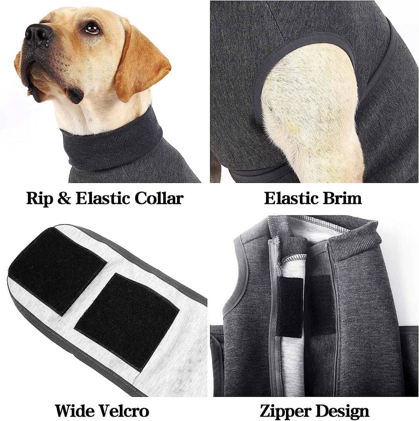 Dog Anxiety Jacket Dog Anxiety Vest Dog Calming Vest Wrap Dog Stress Relief Coat Dog Calming Solution Jacket for Fireworks,Travel and Separation(S,Grey)