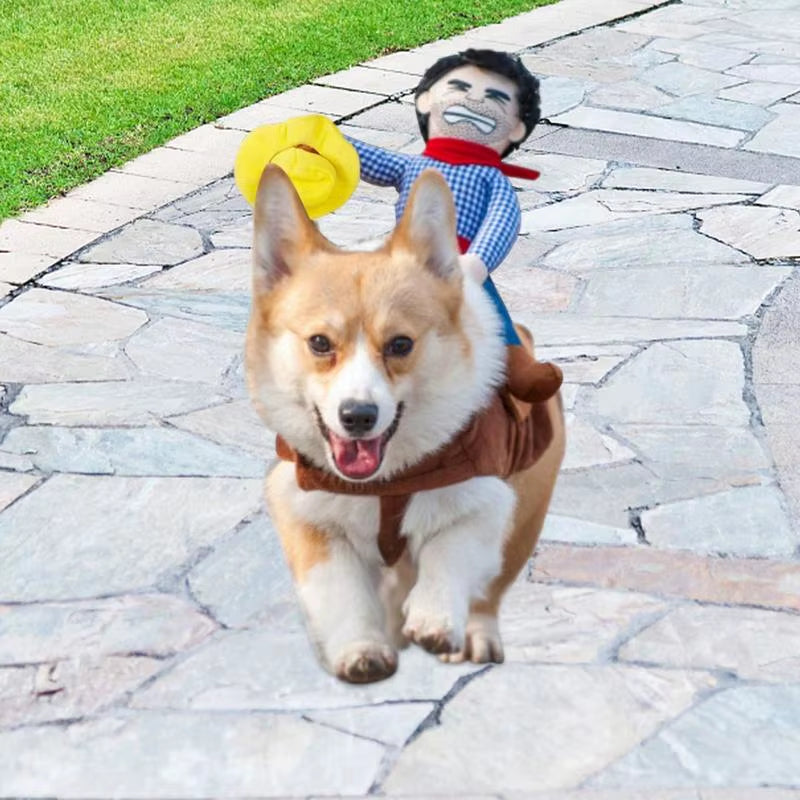 Dog Horse Saddle Costume Cowboy Pet Costume for Funny Halloween Creative Dog Cat Costume Clothes Fits Puppy Medium Dog Kitten