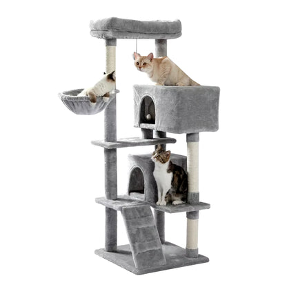 Multi-Level Cat Tree Tower with Condo, Scratching Posts, Cozy Perches & Hanging Ball Toy – Stable Luxury Cat Play House