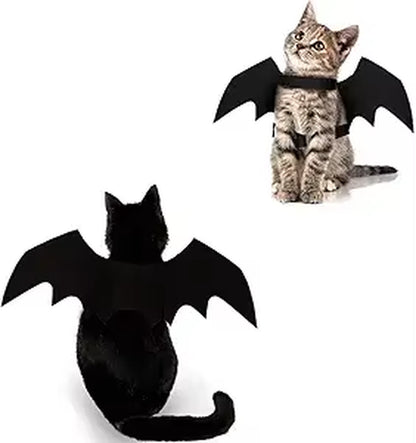 Cat Halloween Costume Bat Wings Hat Necklace Pet Apparel Party Dress up Accessories for Cat Small Dogs Puppy Kitty Kitten Suit