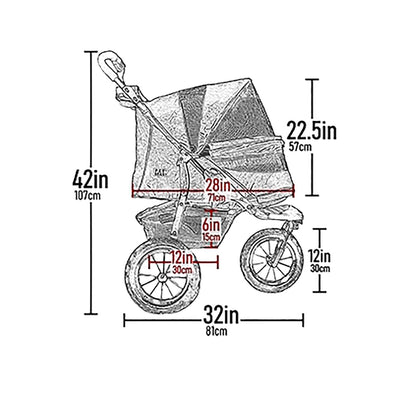 Pet Gear No-Zip Jogger Stroller for Cats & Dogs – Zipperless Entry, Airless Tires, One-Hand Fold, Cup Holder & Storage Basket, Hunter