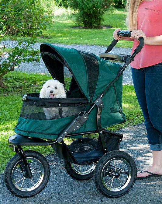 Pet Gear No-Zip Jogger Stroller for Cats & Dogs – Zipperless Entry, Airless Tires, One-Hand Fold, Cup Holder & Storage Basket, Hunter