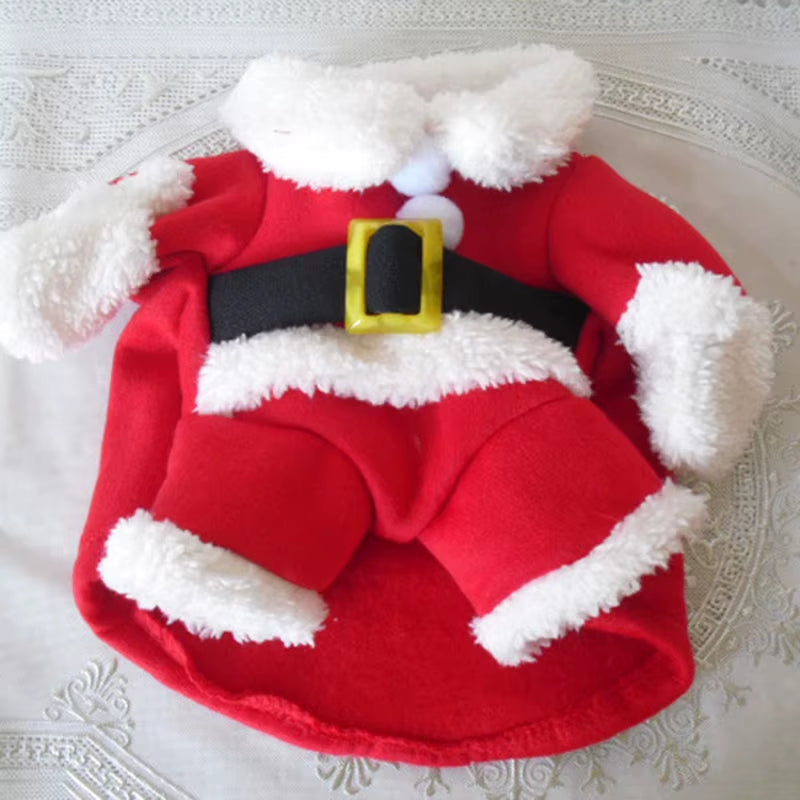 Cat Christmas Costume Santa Claus Outfit - Funny Holiday Pet Clothes for Cats, Kittens & Small Dogs, Xmas Party Gift