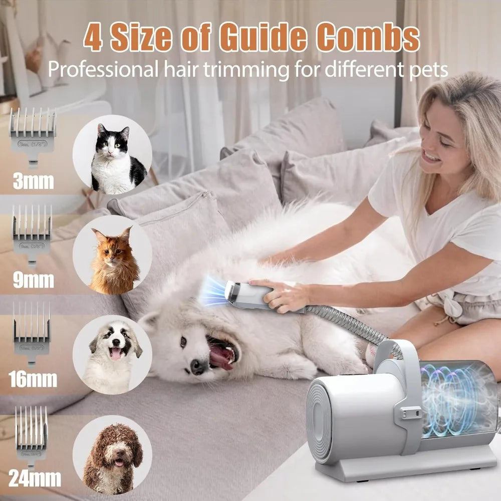 Dog Grooming Vacuum & Pet Grooming Kit – 5-in-1 Low Noise Hair Remover with Clippers, 2.5L Dust Cup, 11000Pa Suction for Dogs & Cats, Home Pet Hair Vacuum for Shedding, PG50