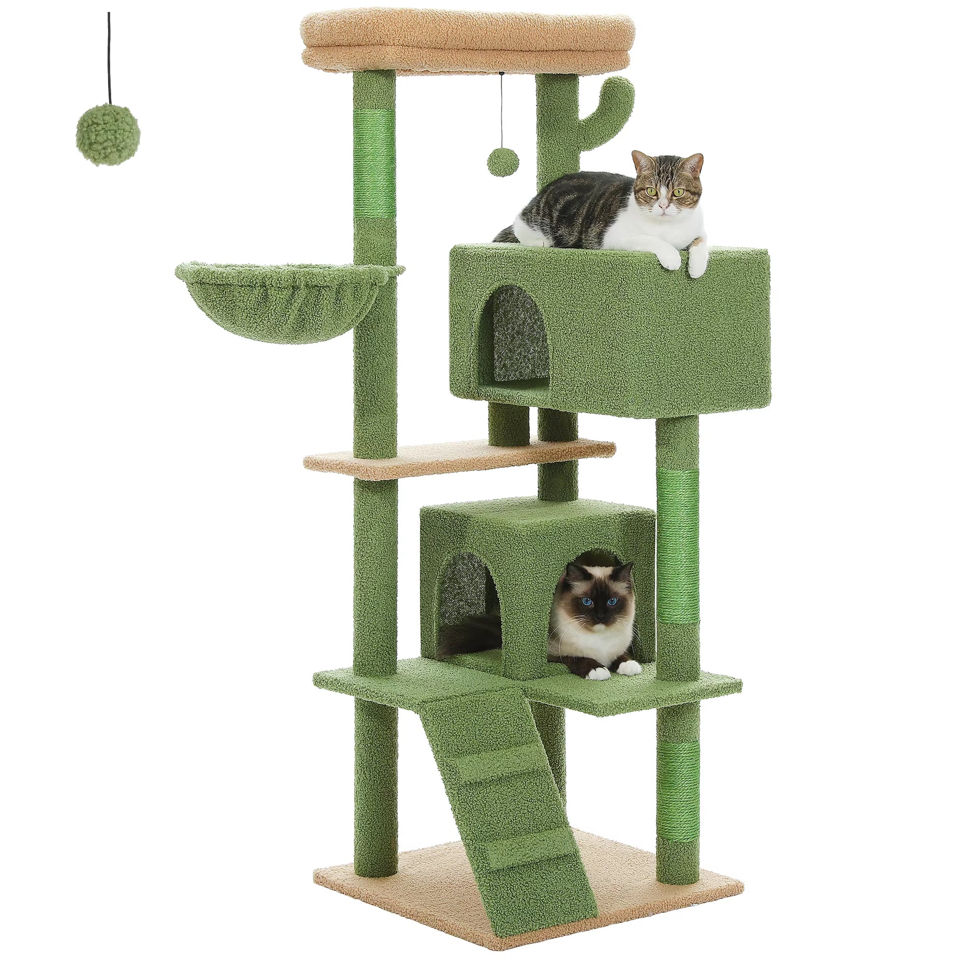 Multi-Level Cat Tree Tower with Condo, Scratching Posts, Cozy Perches & Hanging Ball Toy – Stable Luxury Cat Play House