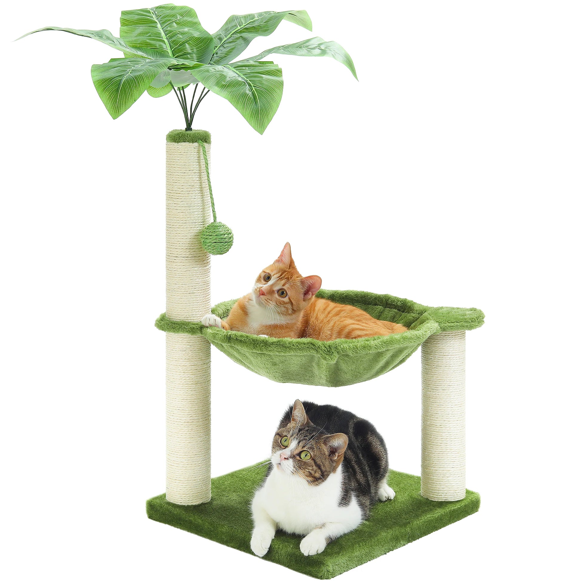Pink Cat Scratching Post with Sisal Rope Cat Scratcher Tree Towel with Comfortable Spacious Hammock Cats Climbing Frame