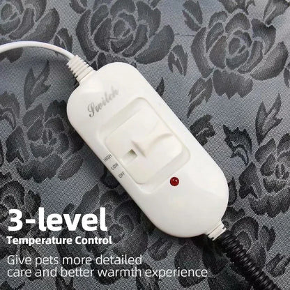 Pet Heating Pad for Dogs & Cats | Electric Waterproof Warming Bed with 3-Level Temperature Control, Anti-Bite Cord & Soft PU Oxford Cover