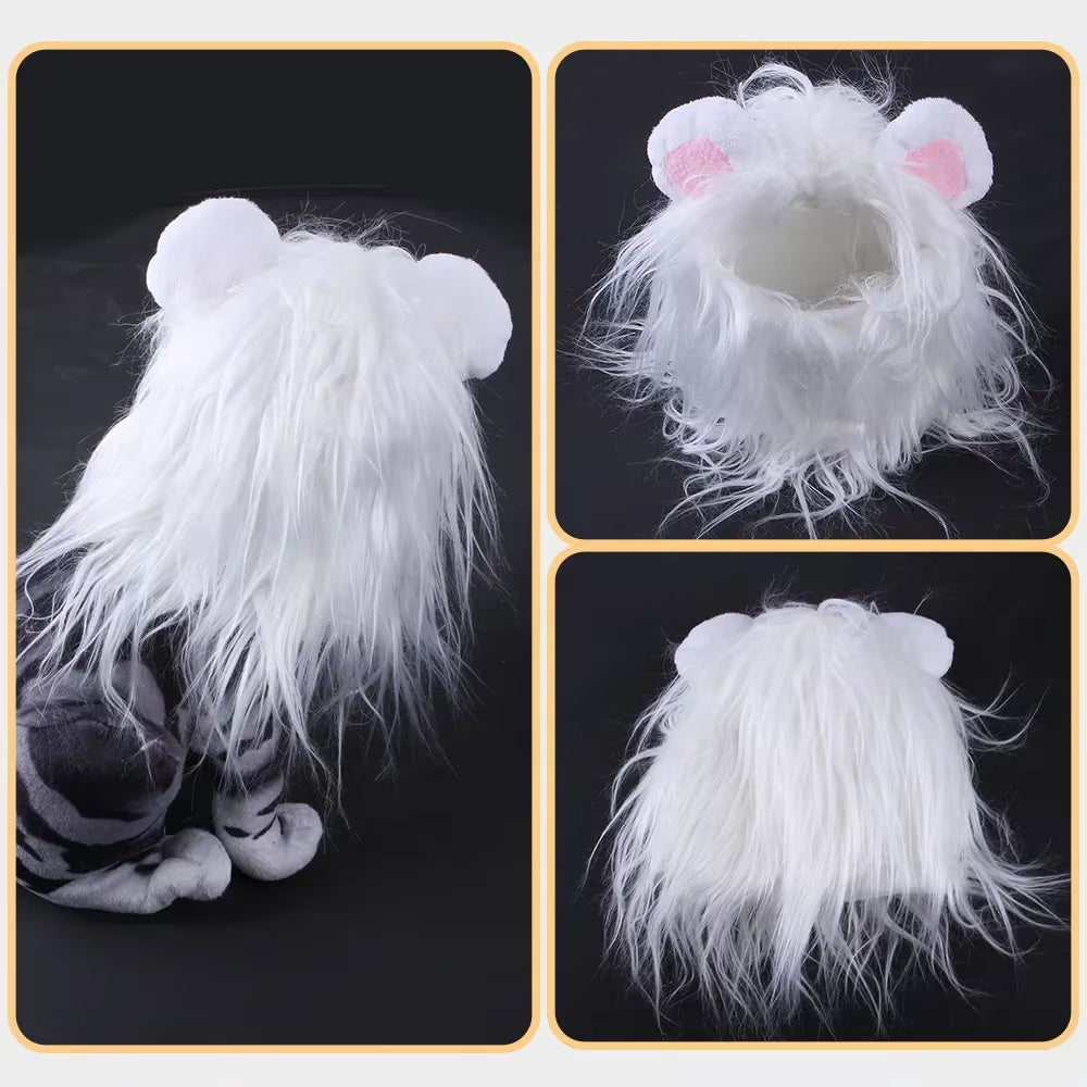 Lion Mane Dog Costume – Realistic Pet Wig for Small Dogs & Cats | Funny Halloween Cosplay Headgear & Pet Supplies
