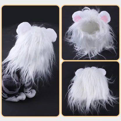 Lion Mane Dog Costume – Realistic Pet Wig for Small Dogs & Cats | Funny Halloween Cosplay Headgear & Pet Supplies