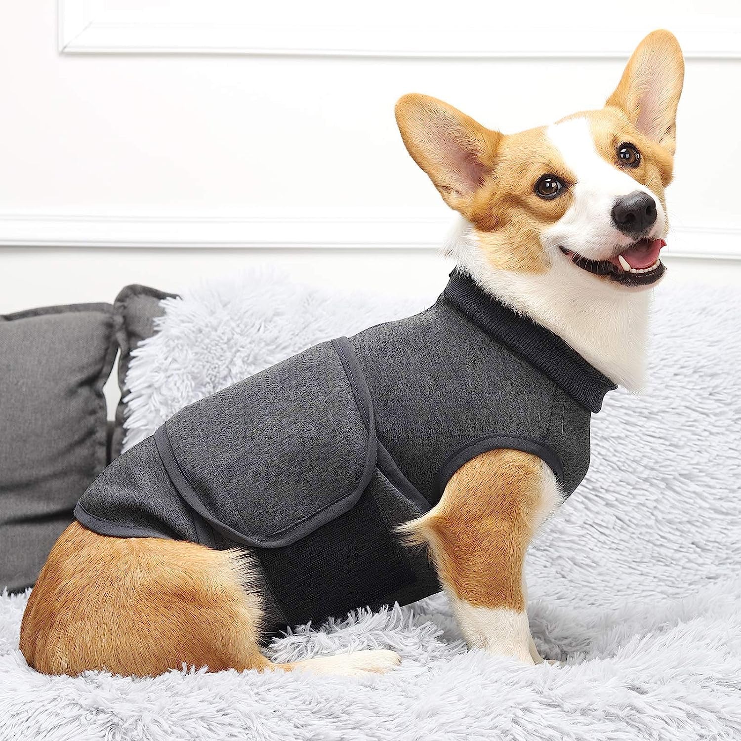 Dog Anxiety Jacket Dog Anxiety Vest Dog Calming Vest Wrap Dog Stress Relief Coat Dog Calming Solution Jacket for Fireworks,Travel and Separation(S,Grey)