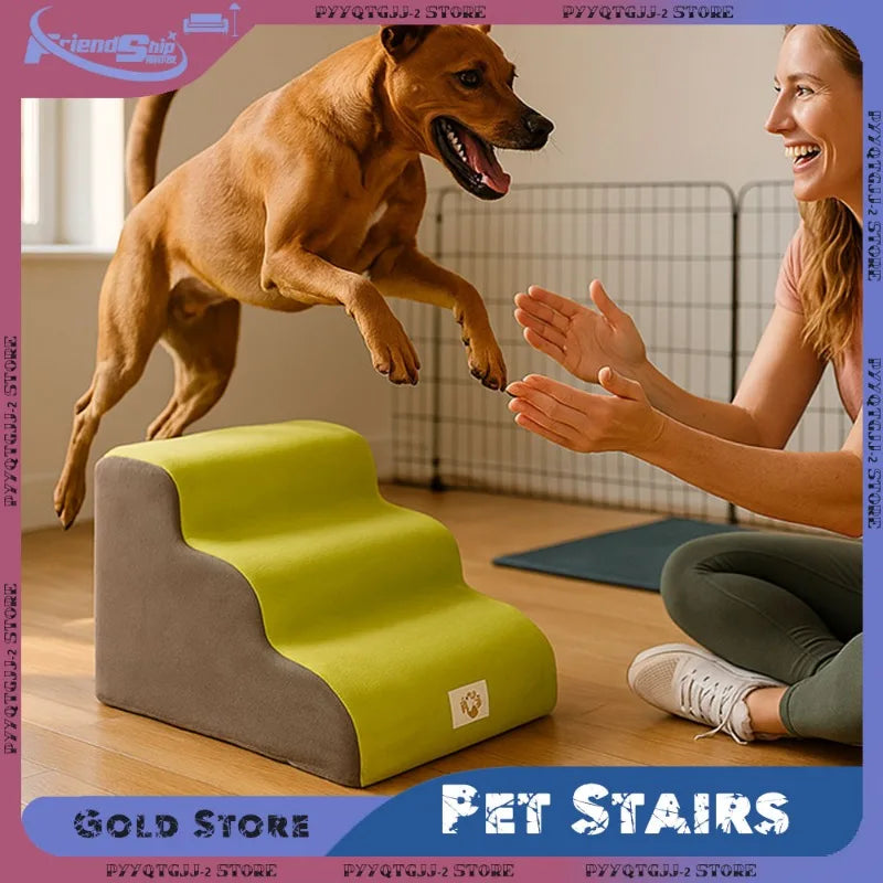 Removable Pet Stairs Anti-Slip 3 Tier Ramp High Elasticity Dog Steps for Dogs Cats Sofa Bed Washable Couch Training Pet Supplies