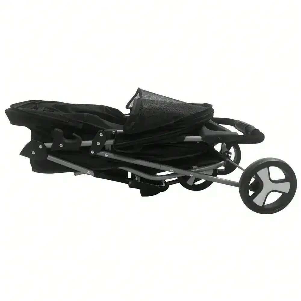 Foldable 3-Wheel Pet Stroller for Small Dogs & Cats – Rolling Strolling Cart Carrier with Storage Basketet