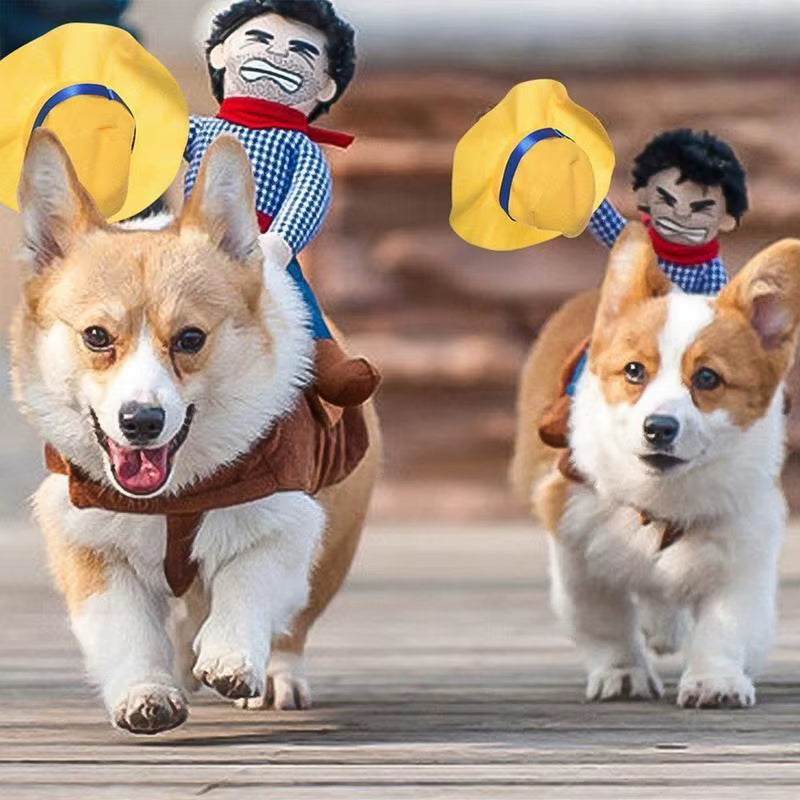 Dog Horse Saddle Costume Cowboy Pet Costume for Funny Halloween Creative Dog Cat Costume Clothes Fits Puppy Medium Dog Kitten