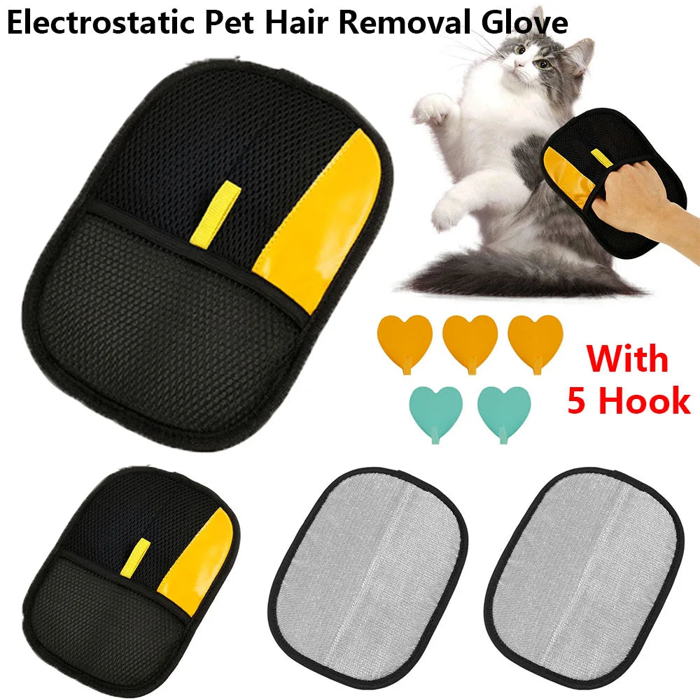 5Pcs Pet Grooming Gloves Electrostatic Pet Hair Removal Glove Double Sided Cats Dogs Static Dedusting Brush for Couch Furniture