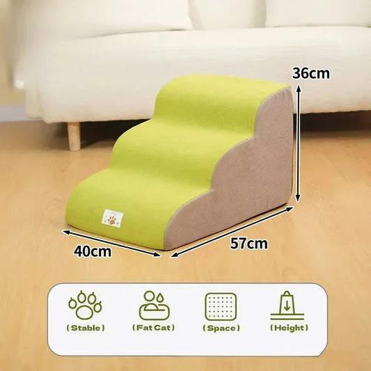 Removable Pet Stairs Anti-Slip 3 Tier Ramp High Elasticity Dog Steps for Dogs Cats Sofa Bed Washable Couch Training Pet Supplies