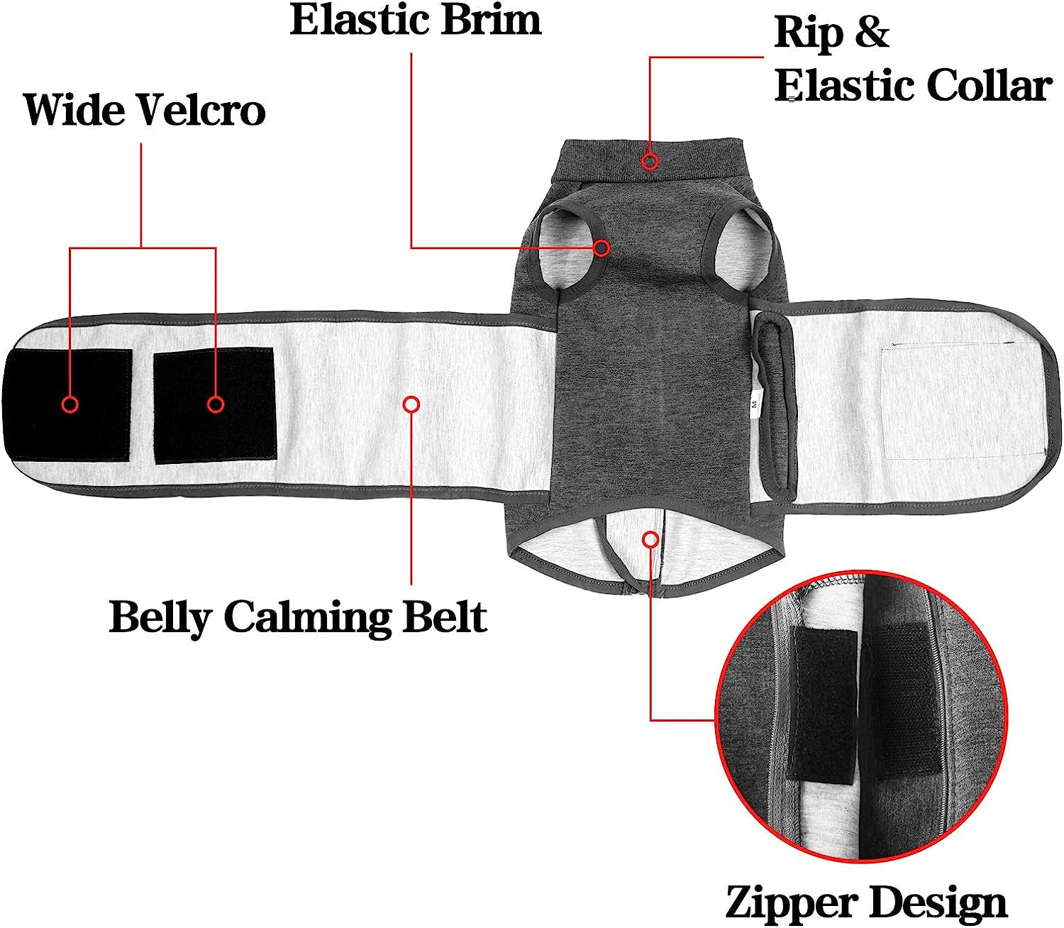 Dog Anxiety Jacket Dog Anxiety Vest Dog Calming Vest Wrap Dog Stress Relief Coat Dog Calming Solution Jacket for Fireworks,Travel and Separation(S,Grey)