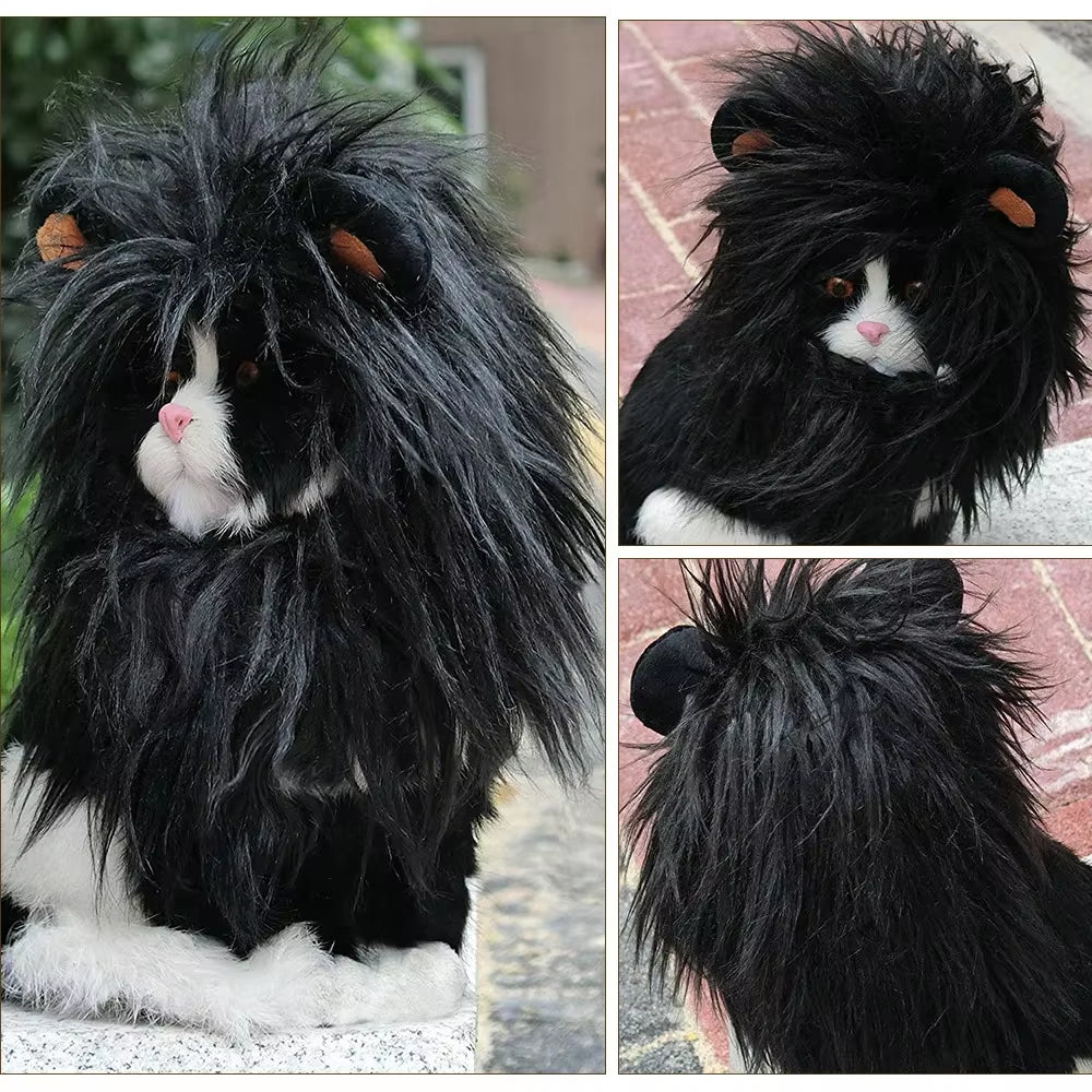 Lion Mane Dog Costume – Realistic Pet Wig for Small Dogs & Cats | Funny Halloween Cosplay Headgear & Pet Supplies