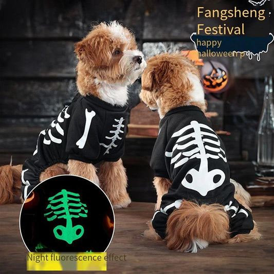 Pet Jumpsuit Halloween Skeleton Dog Costumes Clothes Apparel for Puppy Dog Cat Puppies