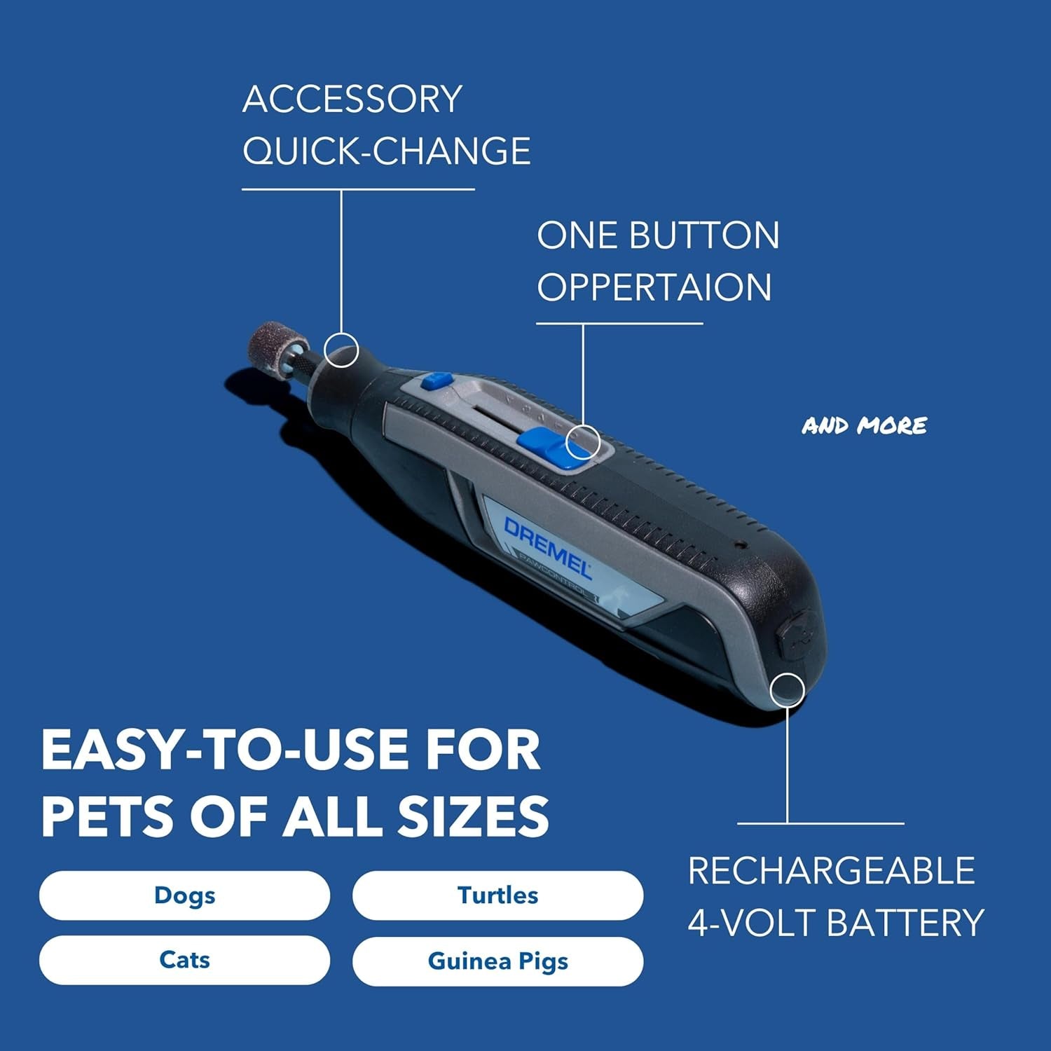 Pawcontrol 7760-PGK Dog Nail Grinder & Trimmer | Cordless Rechargeable Pet Grooming Tool | Safe & Quiet Nail Care for Dogs, Cats & Small Animals