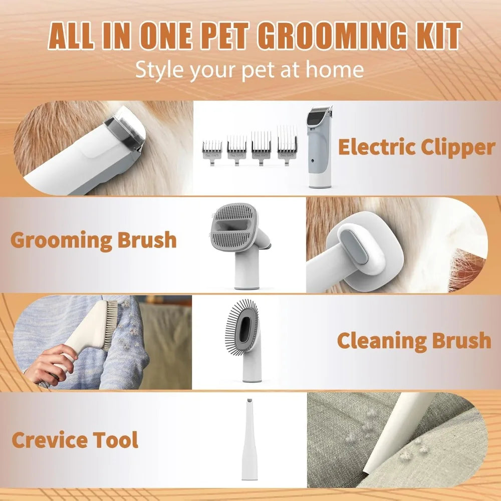 Dog Grooming Vacuum & Pet Grooming Kit – 5-in-1 Low Noise Hair Remover with Clippers, 2.5L Dust Cup, 11000Pa Suction for Dogs & Cats, Home Pet Hair Vacuum for Shedding, PG50