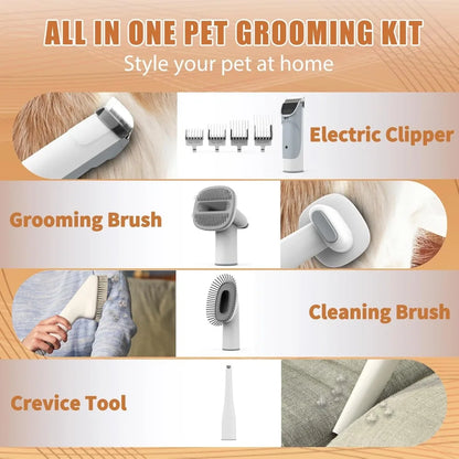 Dog Grooming Vacuum & Pet Grooming Kit – 5-in-1 Low Noise Hair Remover with Clippers, 2.5L Dust Cup, 11000Pa Suction for Dogs & Cats, Home Pet Hair Vacuum for Shedding, PG50