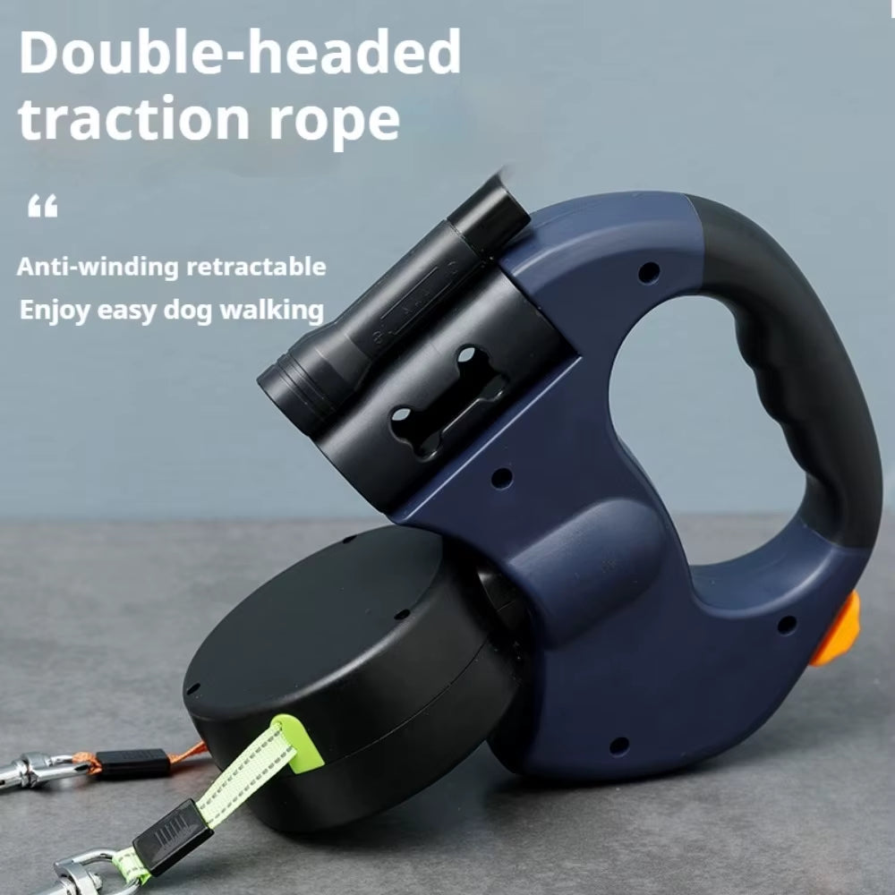 2-in-1 Dual Retractable Dog Leash | Automatic Dual-Head Lead for Small & Medium Dogs – Bichon Frise, Corgi, Teacup Poodle | Durable ABS Material