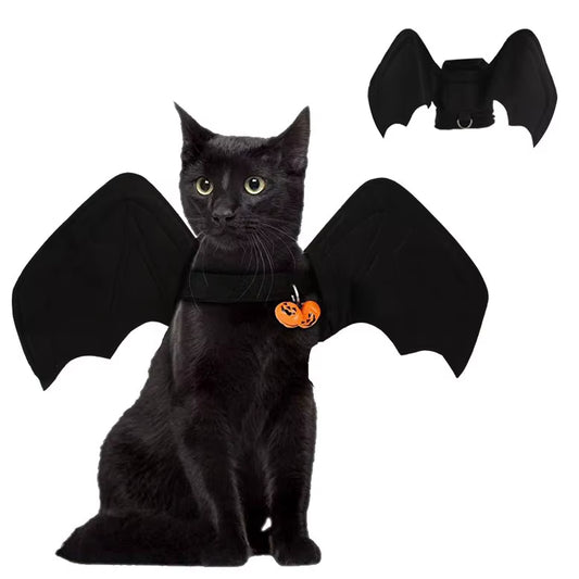 TONG Cat Halloween Costume Bell Halloween Bat Wings Pet Costumes for Small Dogs Cats Halloween Party Small