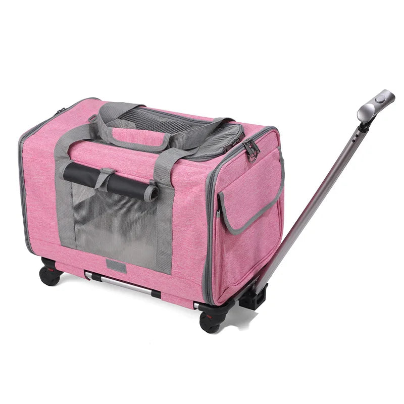 Rolling Pet Carrier for Small Dogs & Cats – Airline Approved, Foldable 2-in-1 Dog Carrier & Pet Stroller for Pets Up to 15 lbs