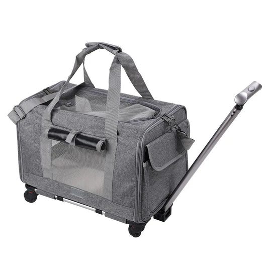 Rolling Pet Carrier for Small Dogs & Cats – Airline Approved, Foldable 2-in-1 Dog Carrier & Pet Stroller for Pets Up to 15 lbs