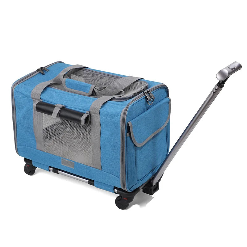 Rolling Pet Carrier for Small Dogs & Cats – Airline Approved, Foldable 2-in-1 Dog Carrier & Pet Stroller for Pets Up to 15 lbs