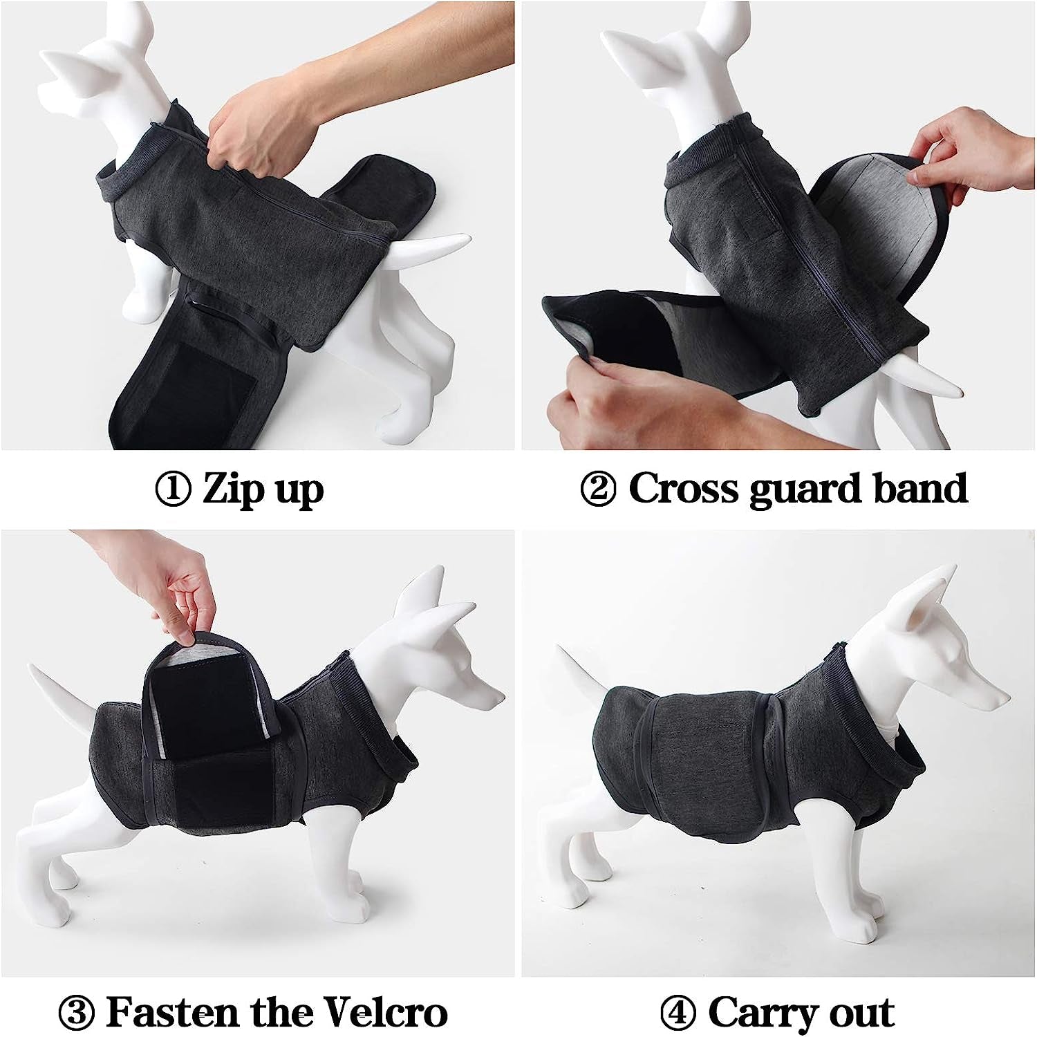 Dog Anxiety Jacket Dog Anxiety Vest Dog Calming Vest Wrap Dog Stress Relief Coat Dog Calming Solution Jacket for Fireworks,Travel and Separation(S,Grey)