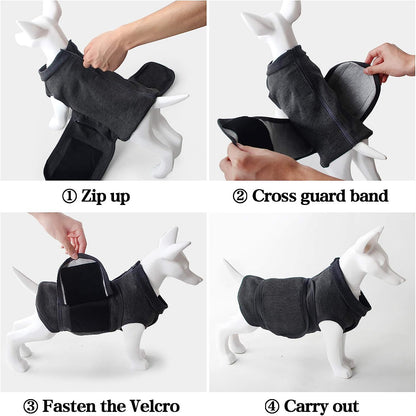 Dog Anxiety Jacket Dog Anxiety Vest Dog Calming Vest Wrap Dog Stress Relief Coat Dog Calming Solution Jacket for Fireworks,Travel and Separation(S,Grey)