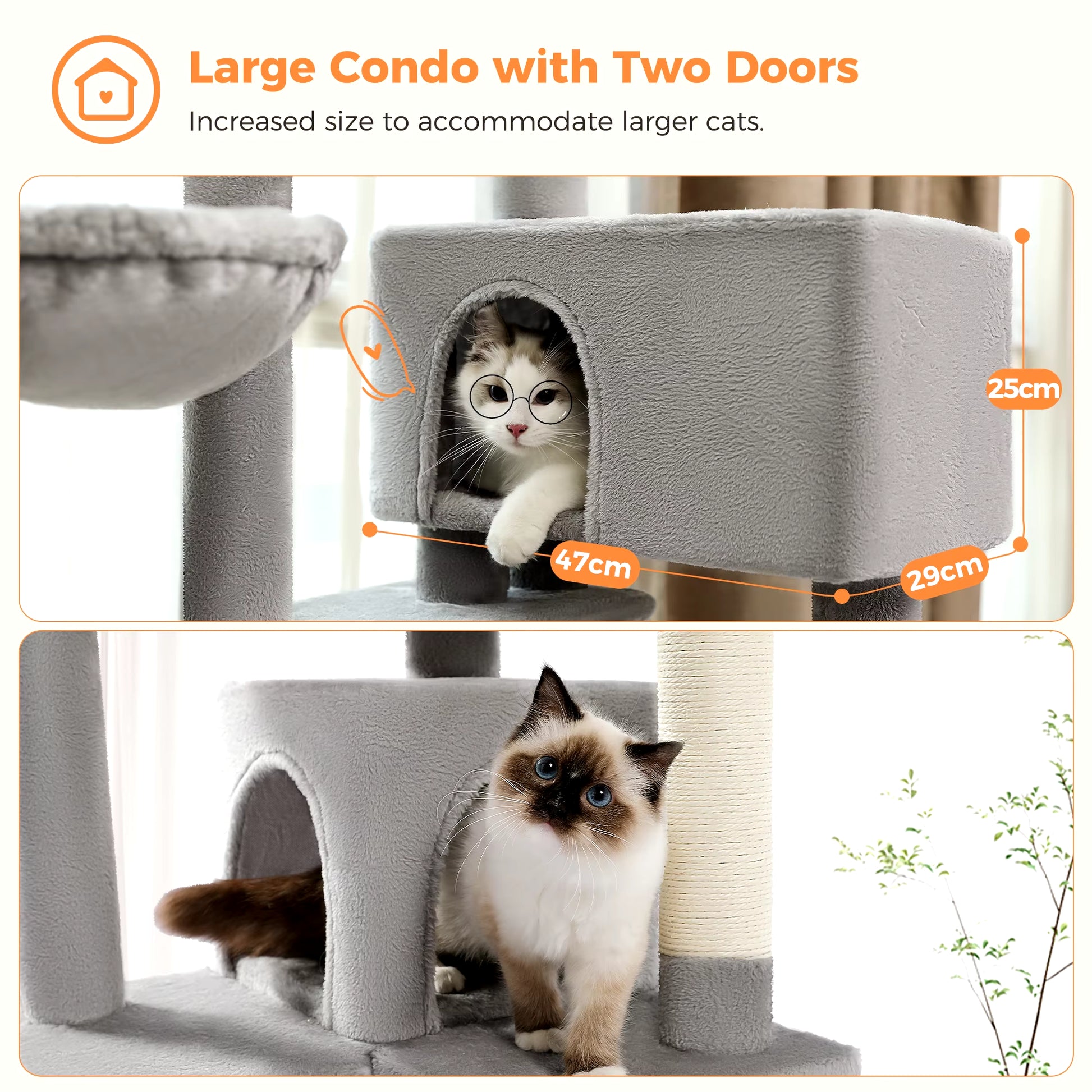 Multi-Level Cat Tree Tower with Condo, Scratching Posts, Cozy Perches & Hanging Ball Toy – Stable Luxury Cat Play House