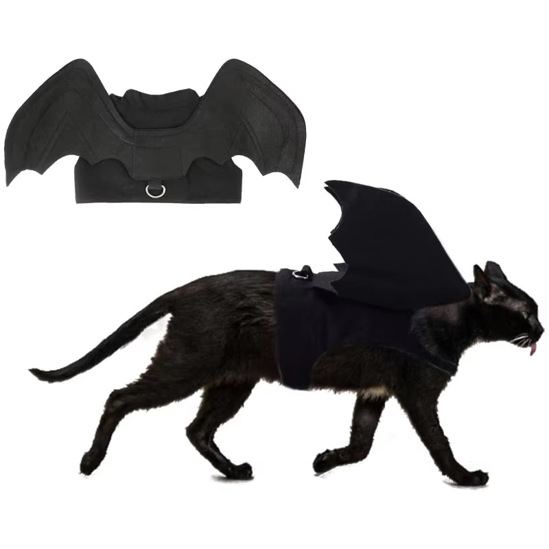 TONG Cat Halloween Costume Bell Halloween Bat Wings Pet Costumes for Small Dogs Cats Halloween Party Small