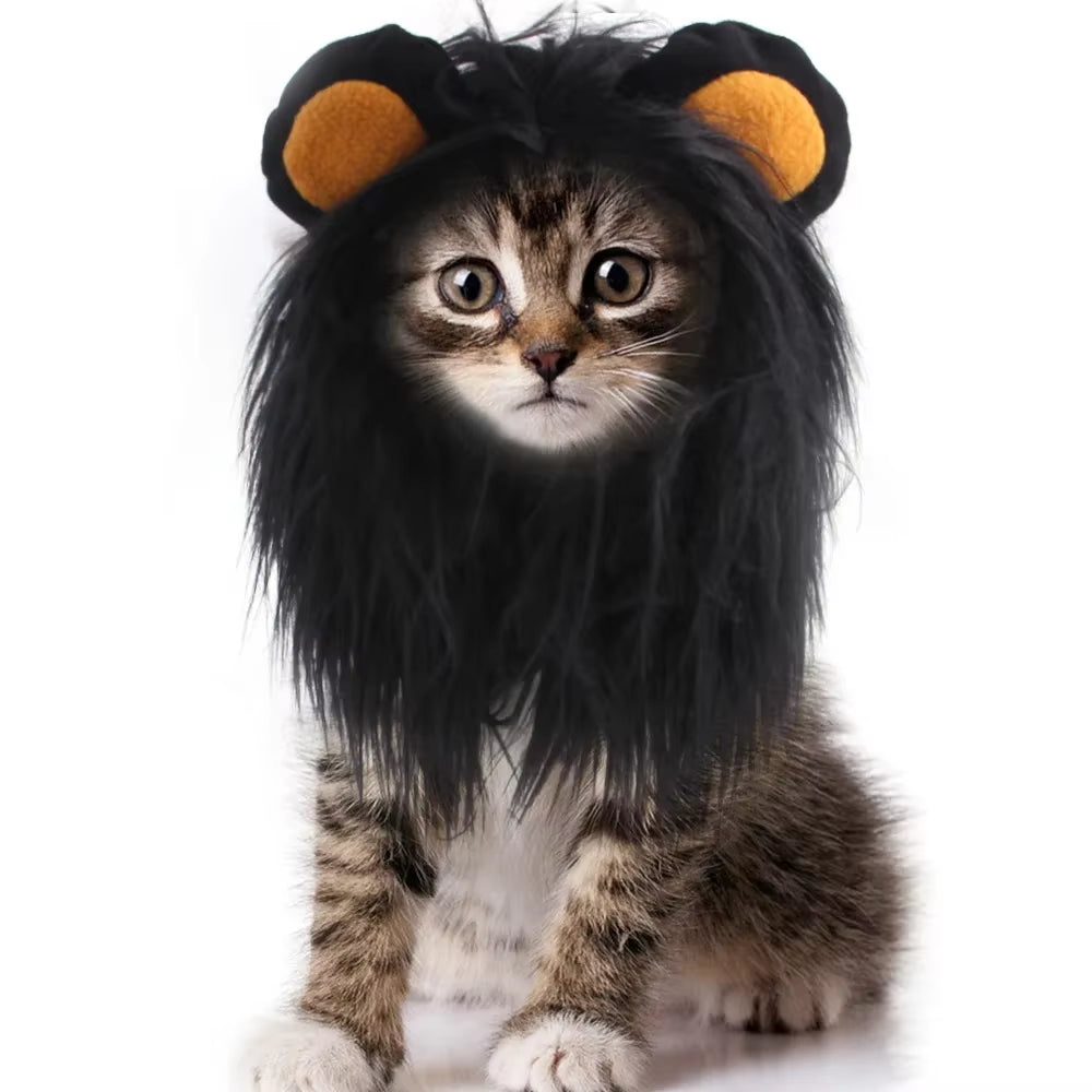 Lion Mane Dog Costume – Realistic Pet Wig for Small Dogs & Cats | Funny Halloween Cosplay Headgear & Pet Supplies