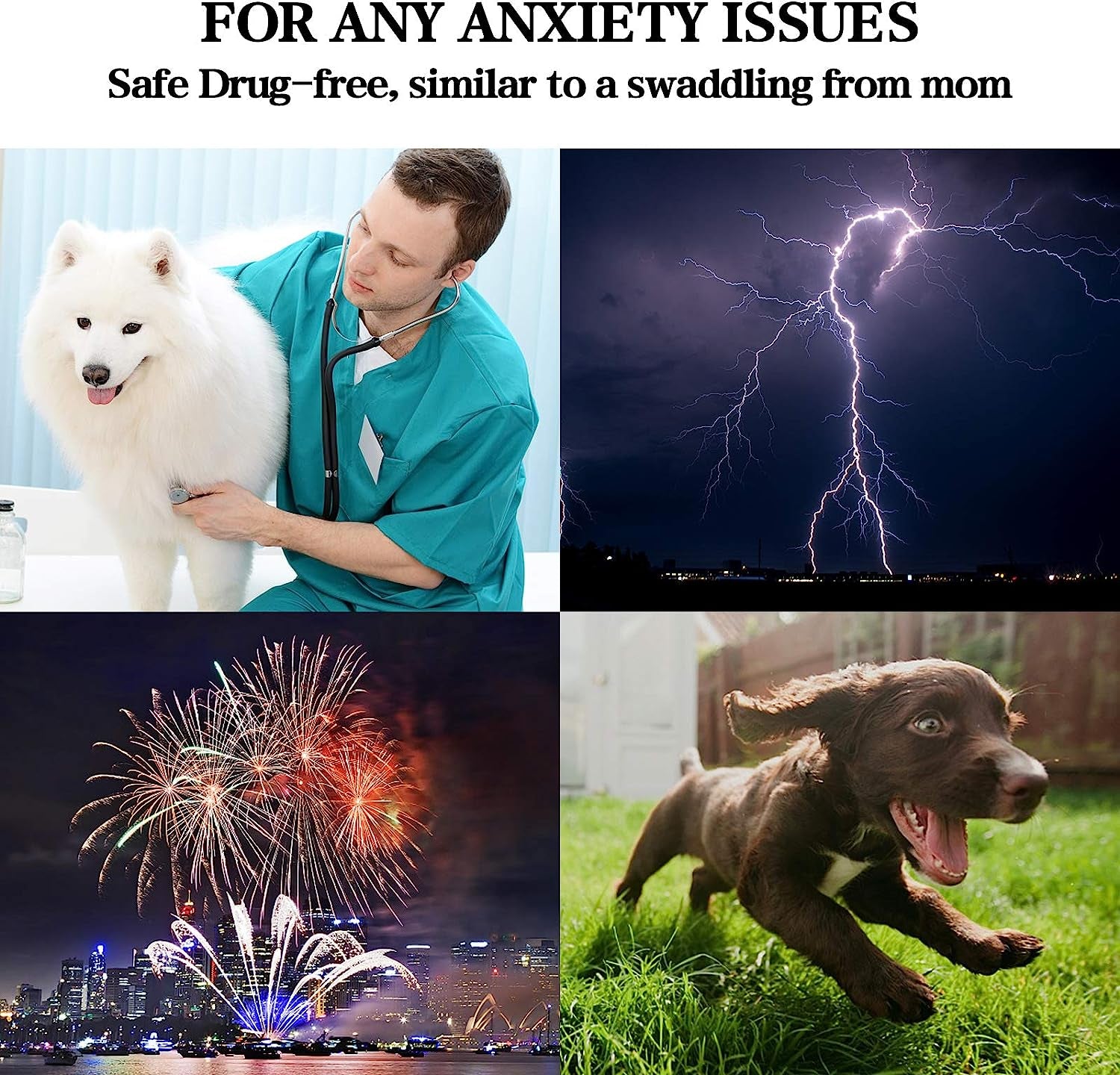 Dog Anxiety Jacket Dog Anxiety Vest Dog Calming Vest Wrap Dog Stress Relief Coat Dog Calming Solution Jacket for Fireworks,Travel and Separation(S,Grey)