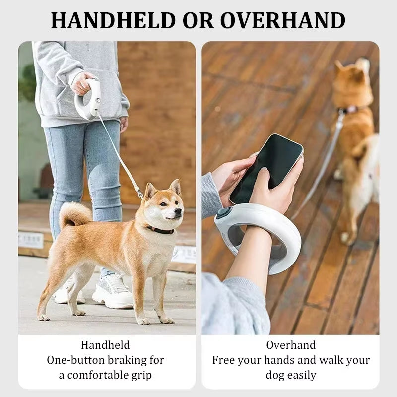 Retractable Dog & Cat Leash | Automatic Extendable Pet Lead with One-Touch Brake | Durable Nylon Traction Rope for Small to Large Breeds