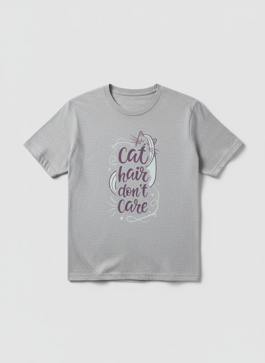 Cat Hair, Don’t Care – Funny Pet Lover Unisex Cotton Tee