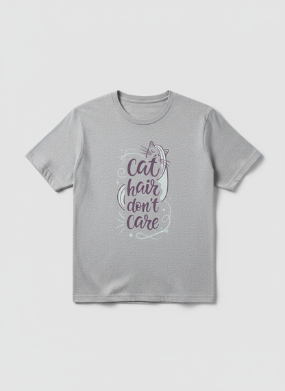 Cat Hair, Don’t Care – Funny Pet Lover Unisex Cotton Tee