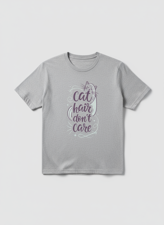 Cat Hair, Don’t Care – Funny Pet Lover Unisex Cotton Tee