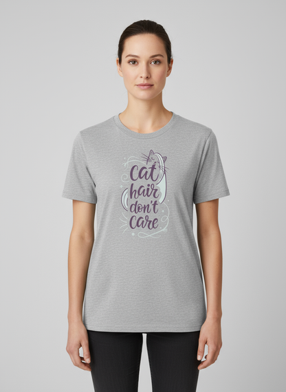 Cat Hair, Don’t Care – Funny Pet Lover Unisex Cotton Tee
