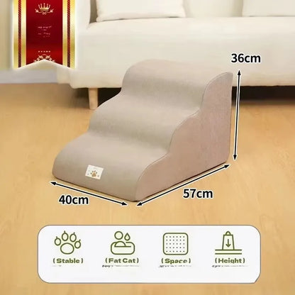 Removable Pet Stairs Anti-Slip 3 Tier Ramp High Elasticity Dog Steps for Dogs Cats Sofa Bed Washable Couch Training Pet Supplies
