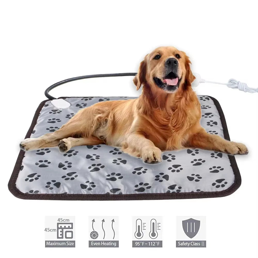 Pet Heating Pad for Dogs & Cats | Electric Waterproof Warming Bed with 3-Level Temperature Control, Anti-Bite Cord & Soft PU Oxford Cover