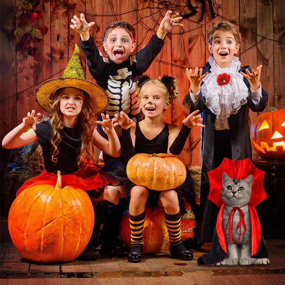 Halloween Pet Cape Costume – Vampire Cloak, Witch & Wizard Cosplay Outfit | Funny Party Apparel for Small & Medium Dogs & Cats