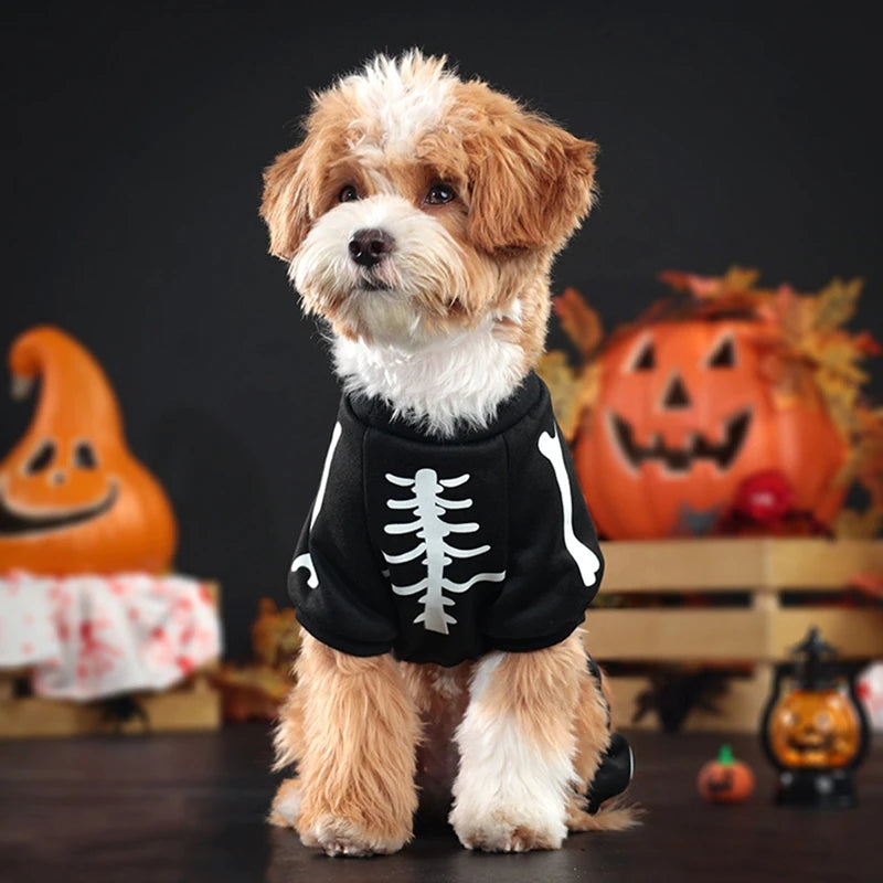 Pet Jumpsuit Halloween Skeleton Dog Costumes Clothes Apparel for Puppy Dog Cat Puppies
