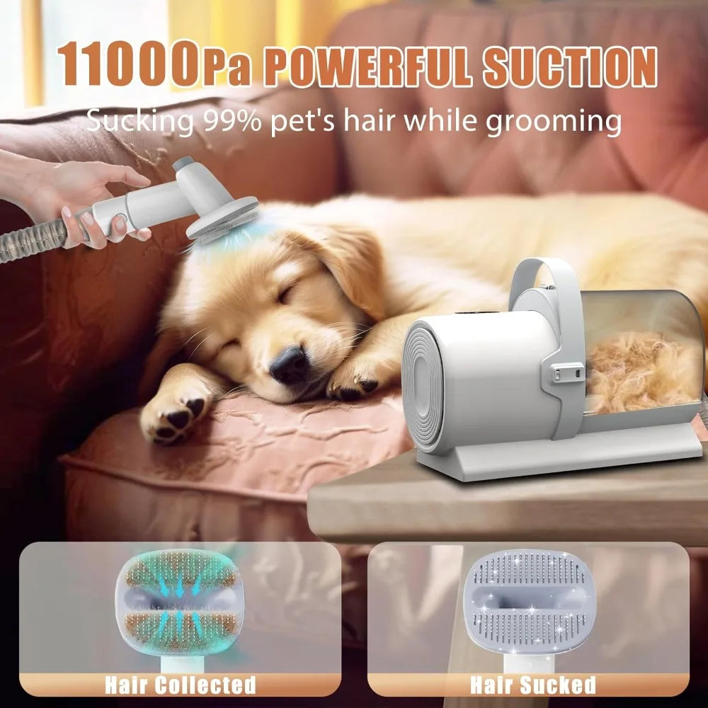 Dog Grooming Vacuum & Pet Grooming Kit – 5-in-1 Low Noise Hair Remover with Clippers, 2.5L Dust Cup, 11000Pa Suction for Dogs & Cats, Home Pet Hair Vacuum for Shedding, PG50