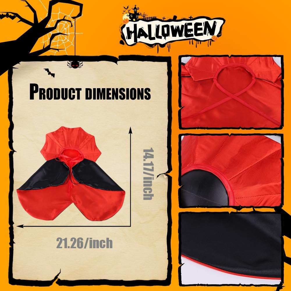 Halloween Pet Cape Costume – Vampire Cloak, Witch & Wizard Cosplay Outfit | Funny Party Apparel for Small & Medium Dogs & Cats
