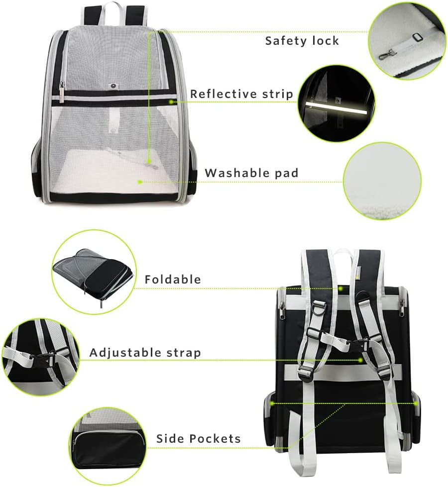 Innovative Bubble Backpack Pet Carrier for Cats & Dogs – Travel-Friendly, Comfortable & Breathable (Black)