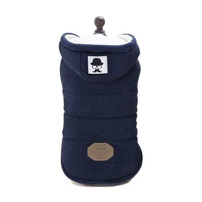 Small Dog Clothes Winter Warm Hoodie - Cotton Pet Coat Jacket for Chihuahua, Pug, Yorkie, Cat - Puppy Clothing with Hood